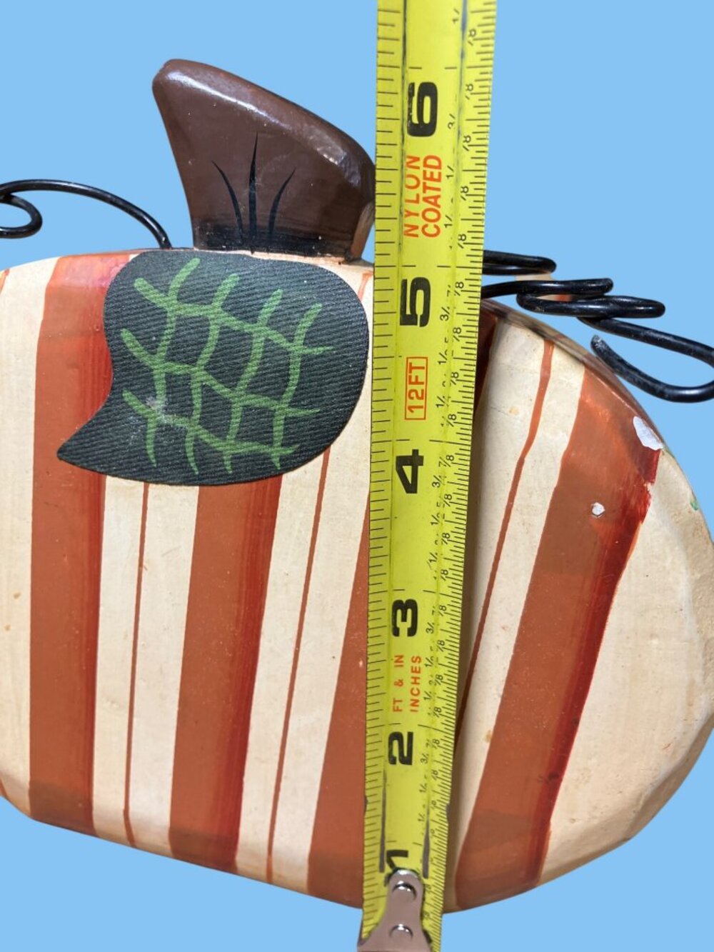 Handcrafted Wooden Pumpkin Set With Painted Stripes and Polka Dots - Picture 8 of 10